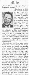 Seger Atle Tvärån 65 år 28 Jan 1965 PT