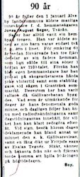 Seger Jonas August Tvärån 90 år 31 dec 1951 nk