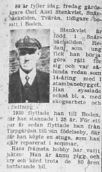 Stenkvist Karl Axel Snårbäcksliden 80 år 20 Sept 1957 NSD