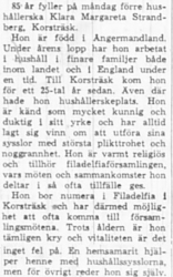 Strandberg Klara Margareta Korsträsk 85 år 10 Dec 1966 NSD