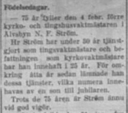 Ström Nils Fredrik Älvsbyn 75 år 1 Feb 1929 PT