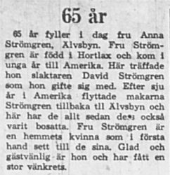 Strömgren Anna Älvsbyn 65 år 9 Dec 1965 PT