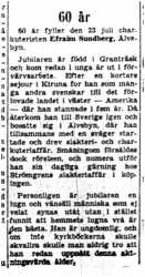 Sundberg Efraim Älvsbyn 60 år 22  Juli 1954 NK