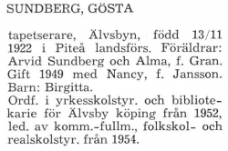 Sundberg Gösta Älvsby Köping 1957