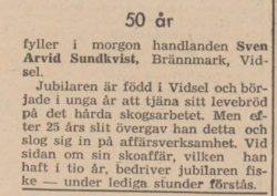 Sundkvist Sven Brännmark 50 år 25 Okt 1961 NFL