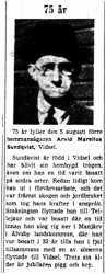 Sundqvist Arvid Marelius Vidsel 75 år 4  Aug 1954 NK