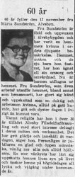 Sundström Märta Älvsbyn 60 år 16 Nov 1965 PT