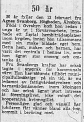 Svanborg Agnes Älvsbyn 50 år 12 Feb 1953 NK