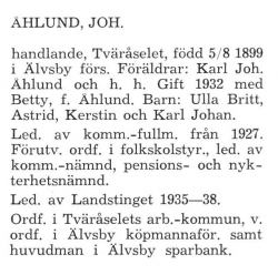 Åhlund Johan Älvsby Landskommun 1957
