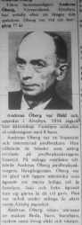 Öberg Andreas Vernerslund död 14 Juni 1975 NK