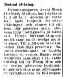 Öberg Arvid Bredsel 40 år 16 okt 1919 PT