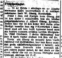 Öberg Isak Wilhelm Korsträsk 70 år 31 Mars 1941 PT