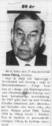 Öberg Johan Älvsbyn 80 år 24 Maj 1972 NK