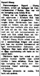 Öberg Sigurd Älvsbyn död 1 Juli 1960 NK
