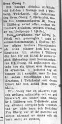 Öberg Svea Tväråsel död 13 Dec 1948 NK