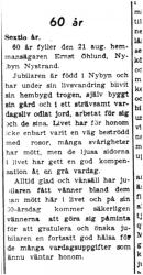 Öhlund Ernst Nybyn 60 år 20  Aug 1949 PT