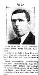 Öhlund Johan Arvid Korsträsk 70 år 19  Juli 1958 Nk
