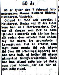 Öhlund Manne Rickard Nattberg 50 år 7 feb 1957 nk