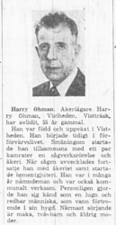 Öhman Harry Vistheden död 22 November 1966 NSD
