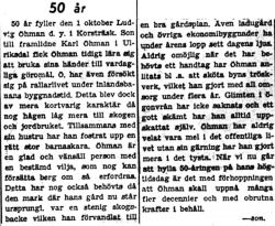 Öhman Ludvig Korsträsk 50 år 27   Sept 1949 PT