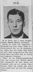 Ökvist David Nystrand 50 år 4 Mars 1964 NK