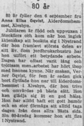 Öqvist Anna Ellisa Älvsbyn 80 år 6 Sept 1957 NK