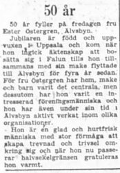 Östergren Ester Älvsbyn 50 år 6 Sept 1957 PT