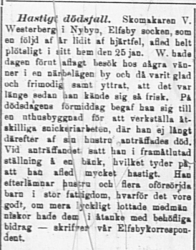 Vesterberg Viktor Nybyn död 2 Feb 1904 NA