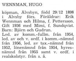 Wennman Hugo Älvsby Köping 1957