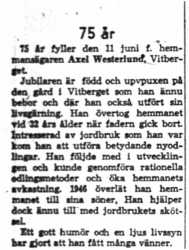 Westerlund Axel ÄVitberget 75 år 10 Juni 1958 NK