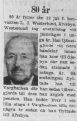 Westerlund Lars Johan Älvsbyn 80 år 10 Juli 1957 PT