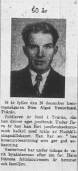 Westerlund Sten Algot Tvärån 50 år 19 Dec 1959 NK