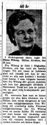 Wiberg Hilma Hällan Älvsbyn 60 år 27  Juni 1958 NK