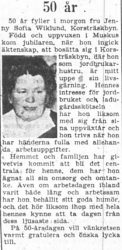 Wiklund Jenny Sofia Korsträskbyn 50 år 10 Sept 1957 PT