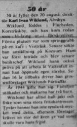 Wiklund Karl Ivan Älvsbyn 50 år 19 Aug 1972 NK