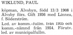 Wiklund Paul Älvsby Köping 1957