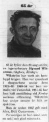 Wikström Sigvard Sågfors 65 år 19 Aug 1977 NK