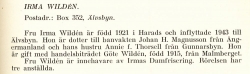 Wildén Irma Från Boken Svensk Familjekalender Tryckt 1945