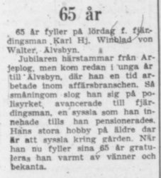 Winblad von Walter Karl Hjalmar Älvsbyn 65 år 12 Juli 1957 PT