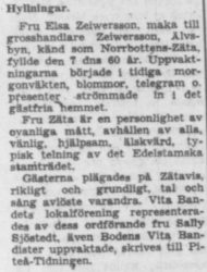 Zeiwersson Elsa Älvsbyn 60 år 10 Juli 1957 PT