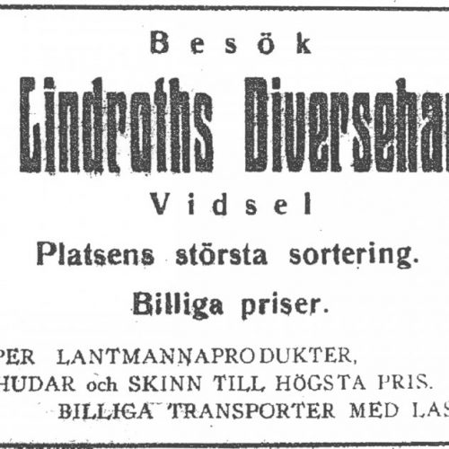 Annons från Norrbottens Allehanda 1928-12-12
